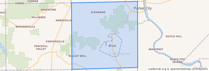 Mapa de ubicacion de Parker Township.