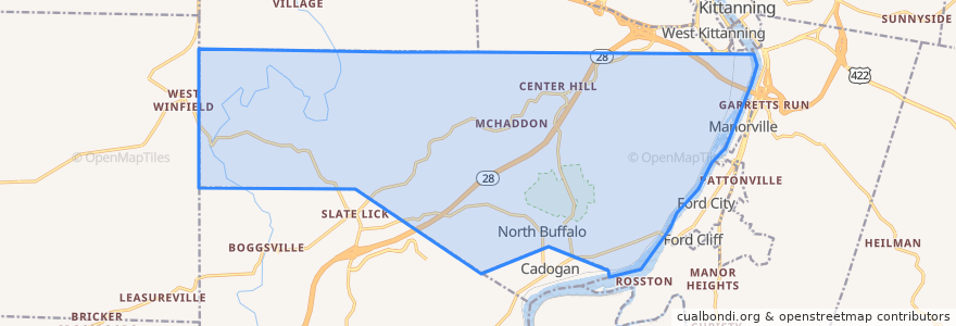 Mapa de ubicacion de North Buffalo Township.