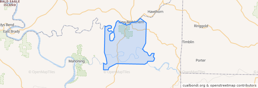 Mapa de ubicacion de Mahoning Township.