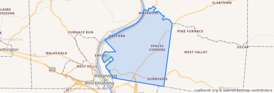 Mapa de ubicacion de Rayburn Township.