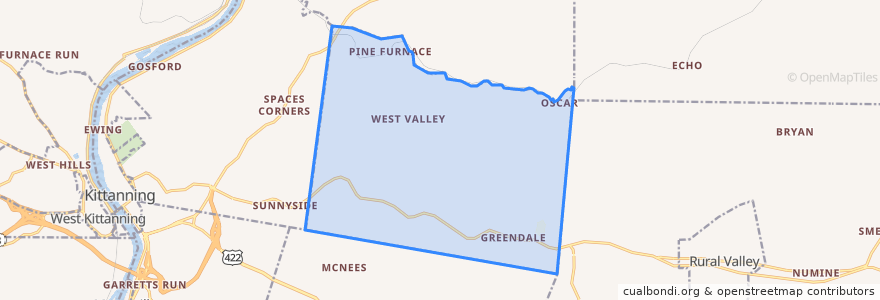 Mapa de ubicacion de Valley Township.