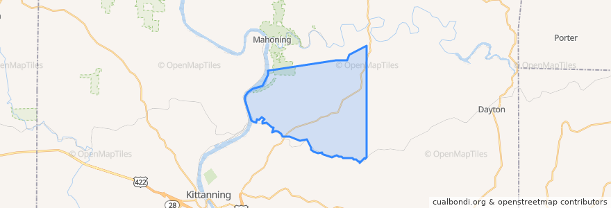 Mapa de ubicacion de Boggs Township.