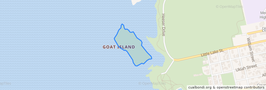 Mapa de ubicacion de Goat Island.