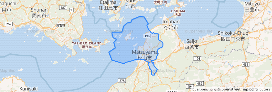 Mapa de ubicacion de 松山市.