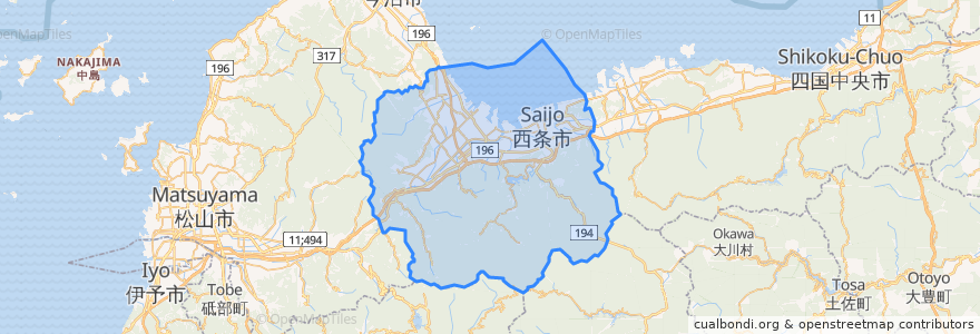 Mapa de ubicacion de Saijō.