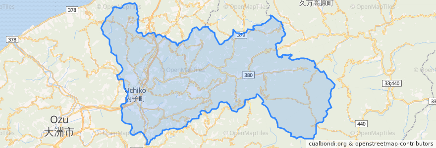 Mapa de ubicacion de 内子町.