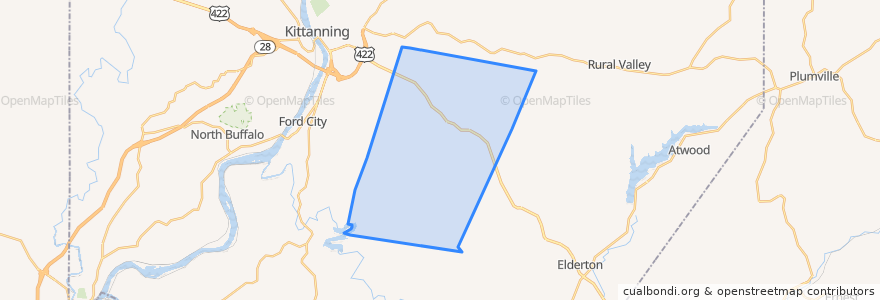 Mapa de ubicacion de Kittanning Township.