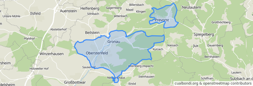 Mapa de ubicacion de Oberstenfeld.