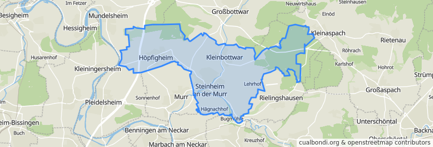 Mapa de ubicacion de Steinheim an der Murr.