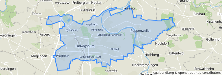 Mapa de ubicacion de Ludwigsburg.