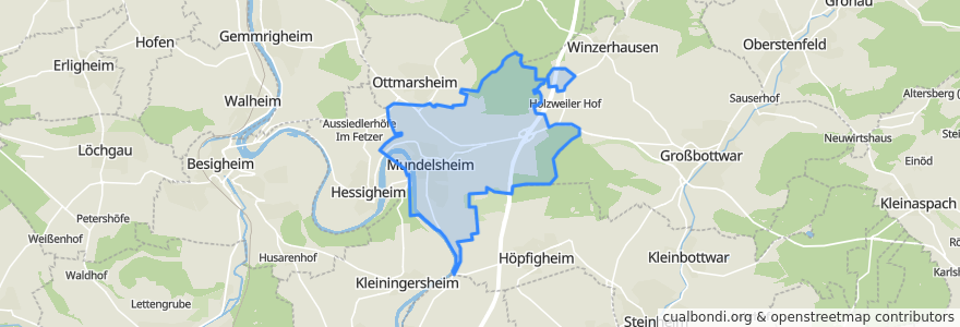 Mapa de ubicacion de Mundelsheim.