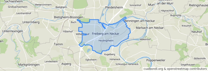 Mapa de ubicacion de Freiberg am Neckar.