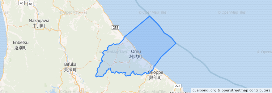 Mapa de ubicacion de 雄武町.