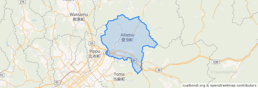 Mapa de ubicacion de 愛別町.