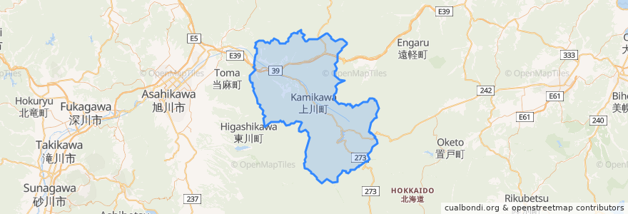 Mapa de ubicacion de 上川町.