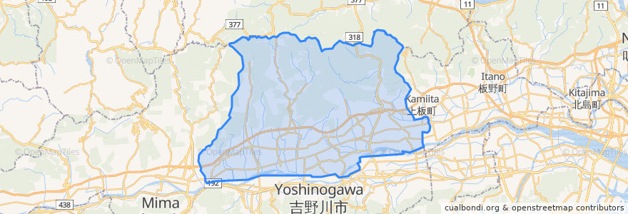 Mapa de ubicacion de 阿波市.