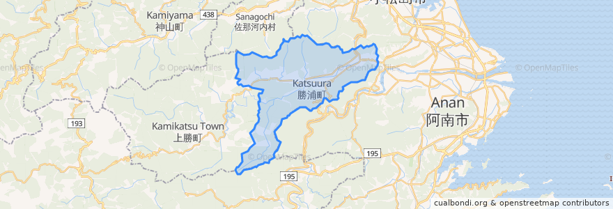 Mapa de ubicacion de 勝浦町.