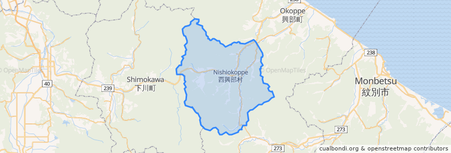 Mapa de ubicacion de Nishiokoppe.