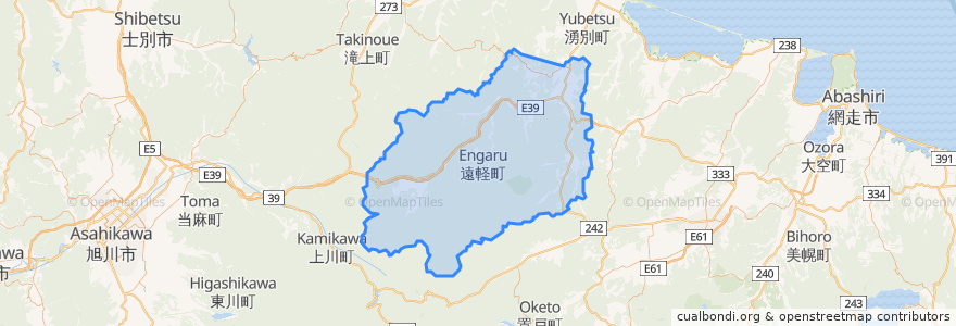 Mapa de ubicacion de 遠軽町.