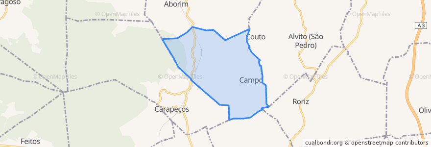 Mapa de ubicacion de Campo e Tamel (São Pedro Fins).