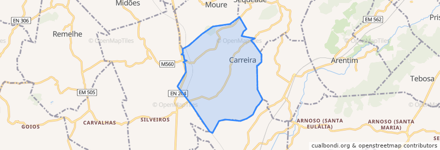 Mapa de ubicacion de Carreira e Fonte Coberta.