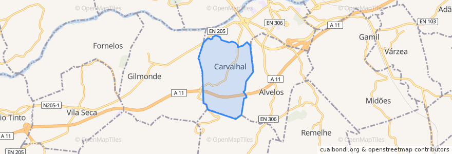 Mapa de ubicacion de Carvalhal.