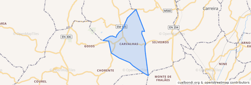 Mapa de ubicacion de Carvalhas.