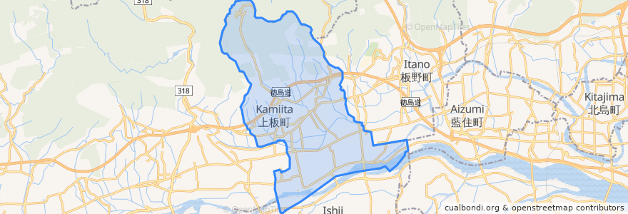 Mapa de ubicacion de 上板町.