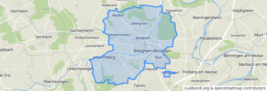 Mapa de ubicacion de Bietigheim-Bissingen.