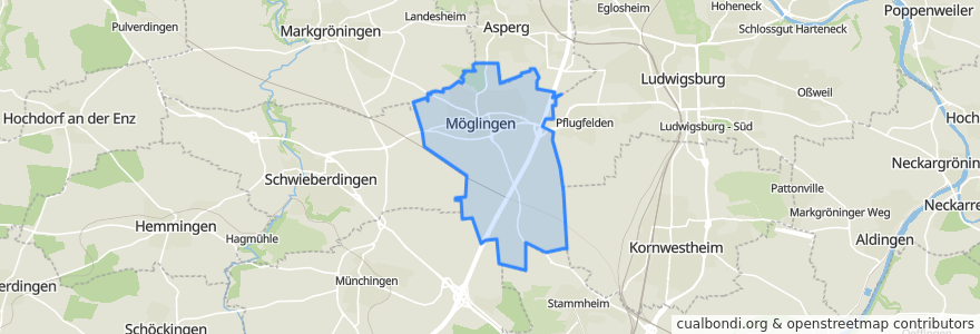 Mapa de ubicacion de Möglingen.