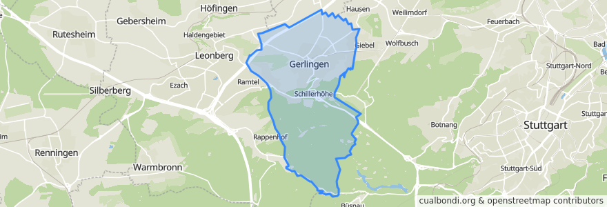 Mapa de ubicacion de Gerlingen.