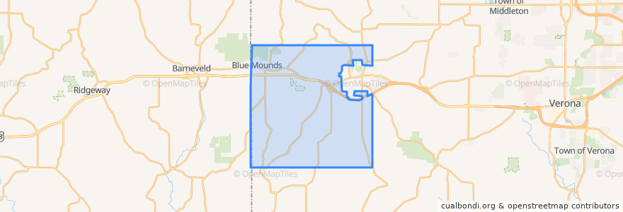Mapa de ubicacion de Town of Blue Mounds.