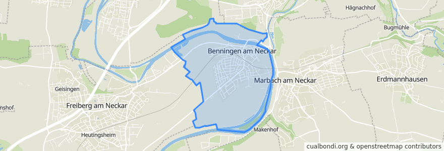 Mapa de ubicacion de Benningen am Neckar.