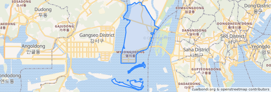 Mapa de ubicacion de 명지동.