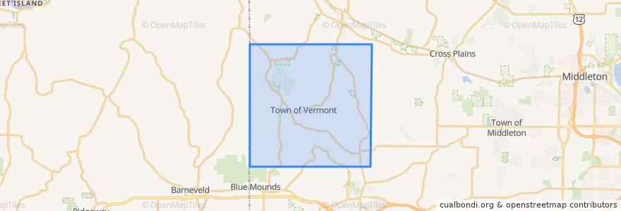 Mapa de ubicacion de Town of Vermont.