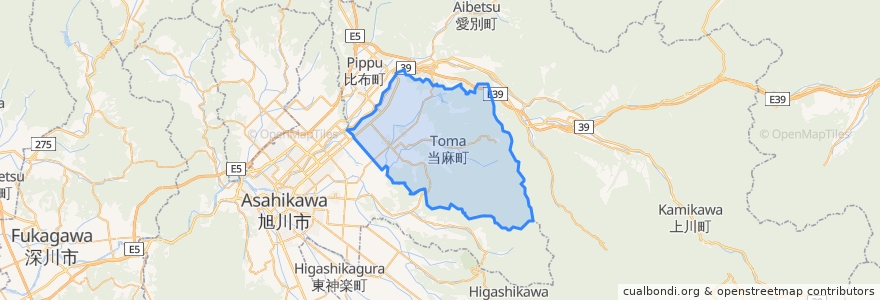 Mapa de ubicacion de 當麻町.