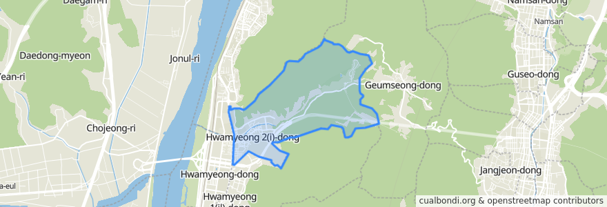 Mapa de ubicacion de 화명2동.