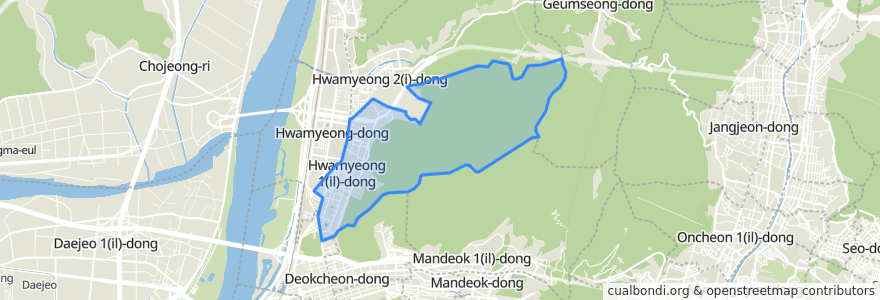 Mapa de ubicacion de 화명1동.