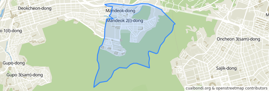 Mapa de ubicacion de Mandeok 2-dong.