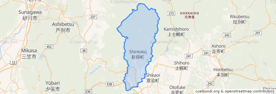 Mapa de ubicacion de 新得町.