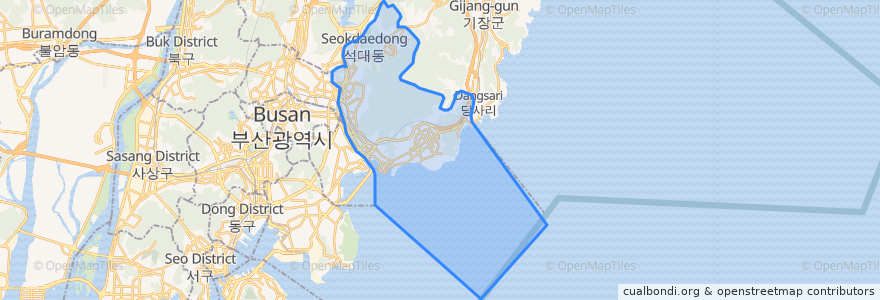 Mapa de ubicacion de 해운대구.