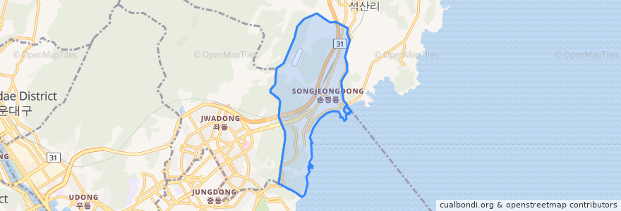 Mapa de ubicacion de 송정동.