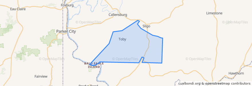 Mapa de ubicacion de Toby Township.