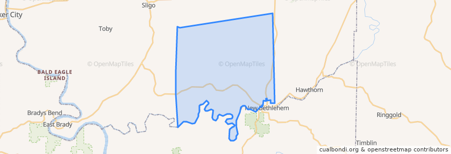 Mapa de ubicacion de Porter Township.