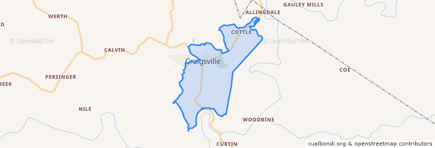 Mapa de ubicacion de Craigsville.