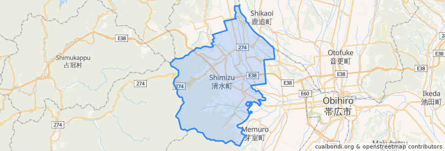 Mapa de ubicacion de 清水町.