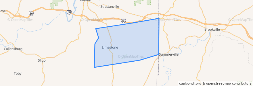 Mapa de ubicacion de Limestone Township.