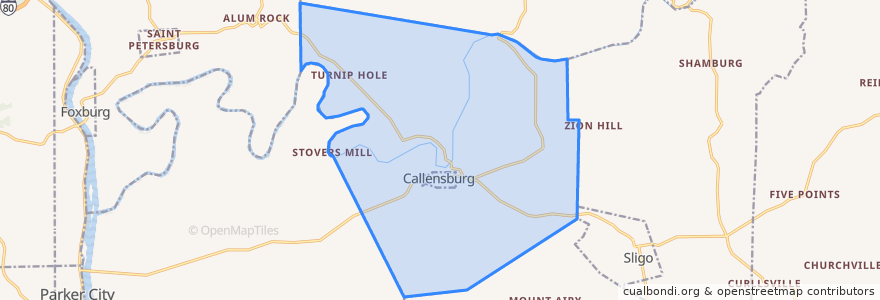 Mapa de ubicacion de Licking Township.