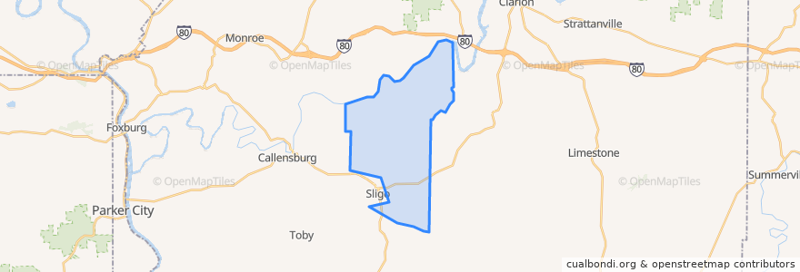 Mapa de ubicacion de Piney Township.