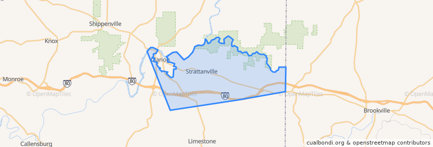 Mapa de ubicacion de Clarion Township.